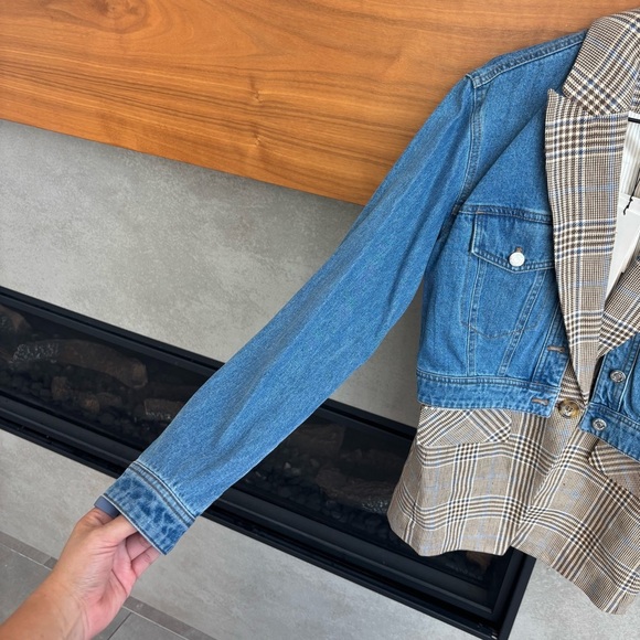 NWT VERONICA BEARD Keaton Plaid Denim Combo Dickey Jacket, Size S - Picture 9 of 16
